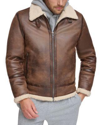 Calvin Klein Mens Classic Faux Shearling B-3 Bomber Jacket Product Image