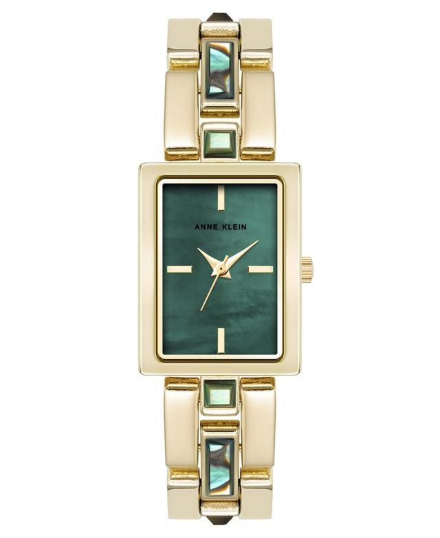 Anne Klein Womens Quartz Abalone Gemstone Accented Gold-Tone Alloy Metal Bracelet Watch, 21mm - Green/Blue Product Image