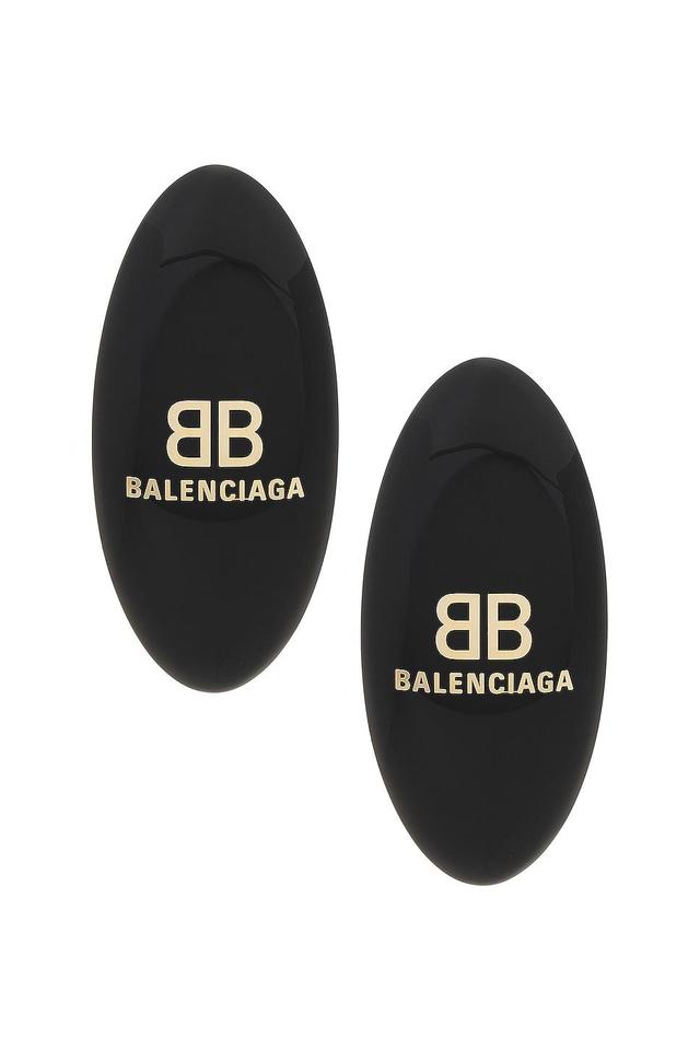 Balenciaga Hairclip Earrings in Black Product Image