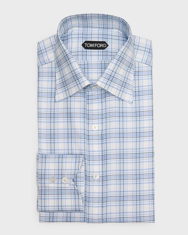 Mens Cotton Check Slim Fit Dress Shirt Product Image