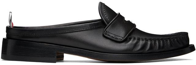 Black Pleated Penny Loafer Mules In 001 Black Product Image