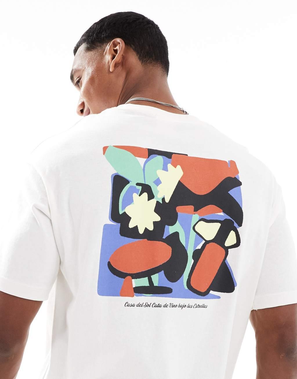 Selected Homme oversized t-shirt with bright graphic backprint in white Product Image