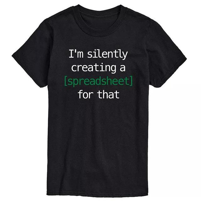 Mens Silently Creating A Spreadsheet Graphic Tee Product Image