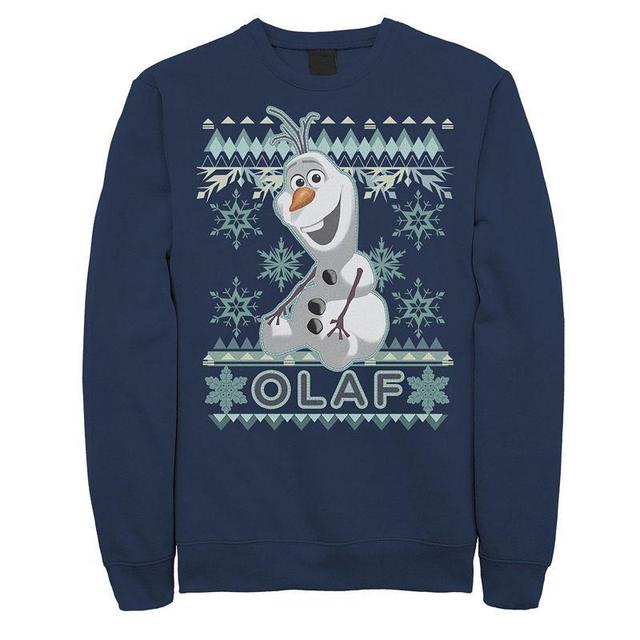 Mens Disneys Frozen Olaf Ugly Christmas Sweater Fleece Blue Product Image