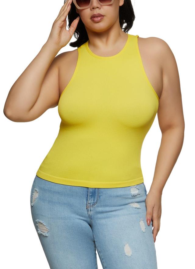 Womens Plus Size Basic Ribbed Knit Seamless Tank Top Product Image