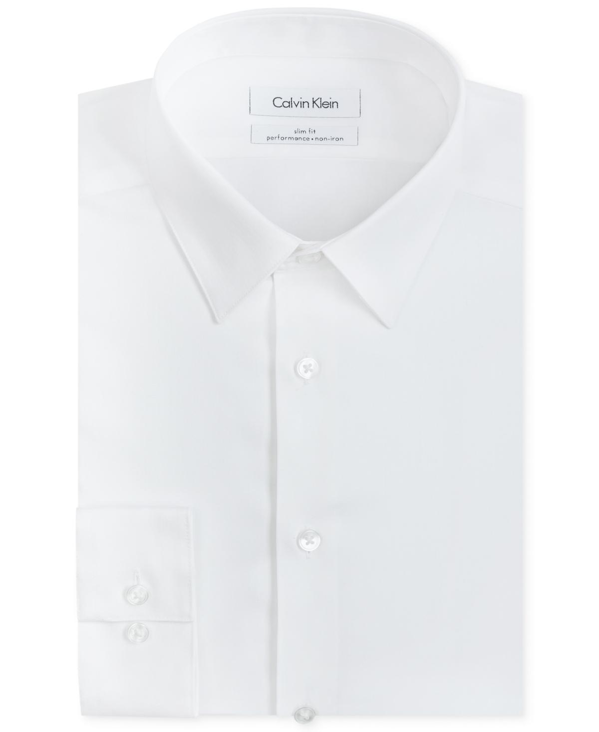 Calvin Klein Steel Mens Classic-Fit Non-Iron Performance Herringbone Dress Shirt Product Image