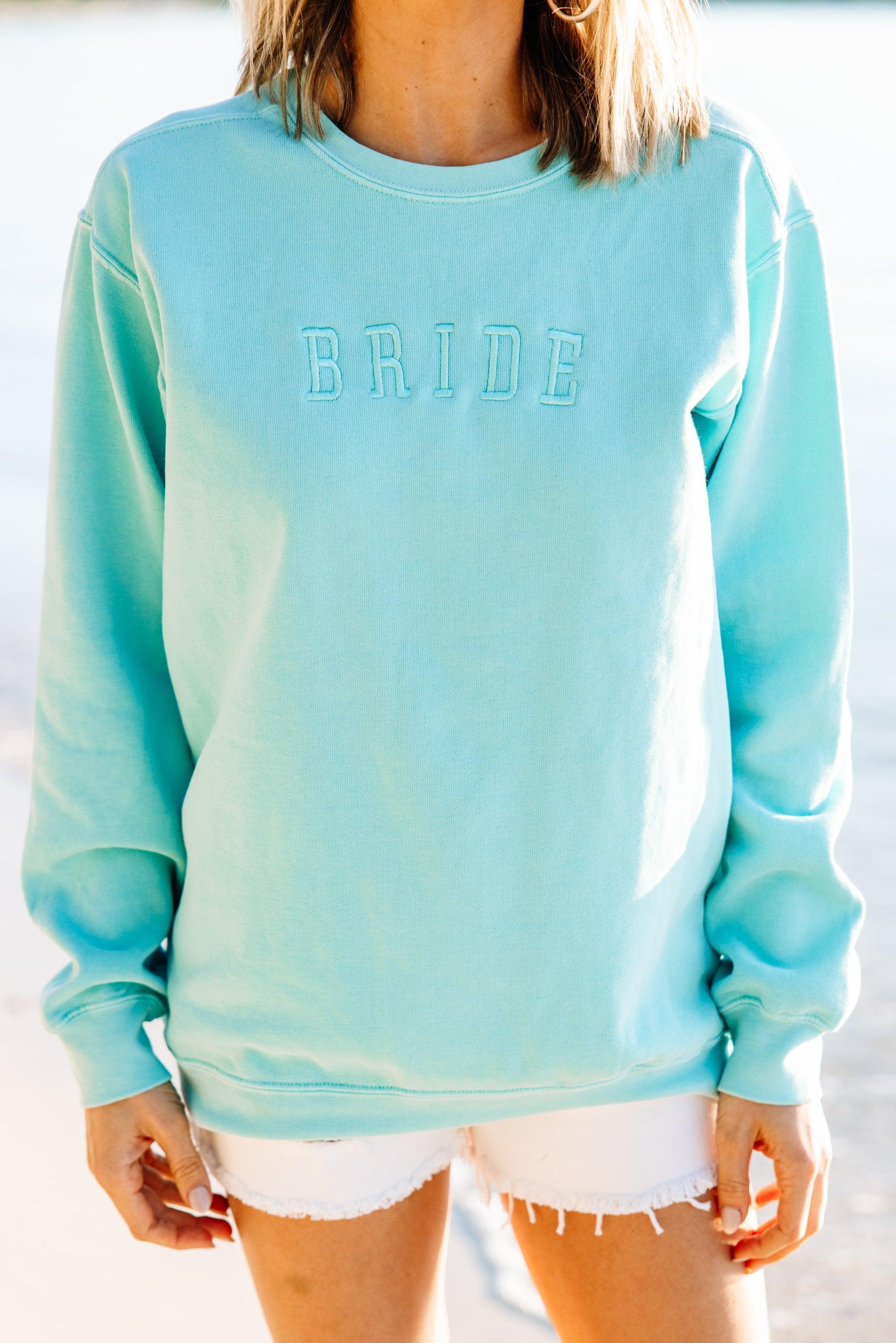 Comfort Colors: Bride Chalky Mint Embroidered Sweatshirt Female Product Image