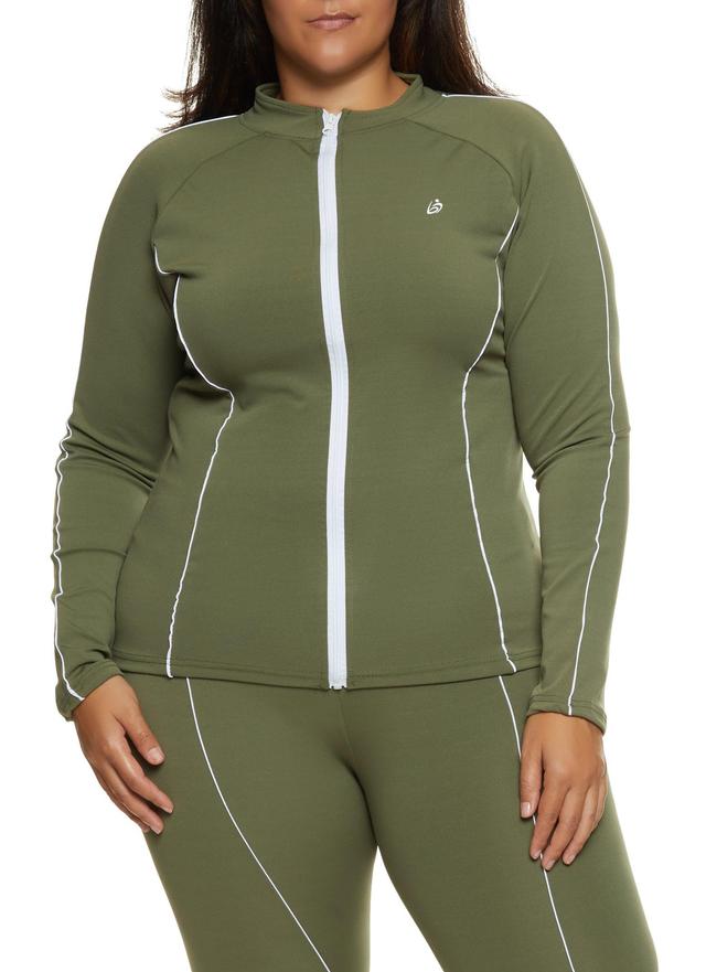 Womens Plus Size Contrast Piping Track Jacket Product Image