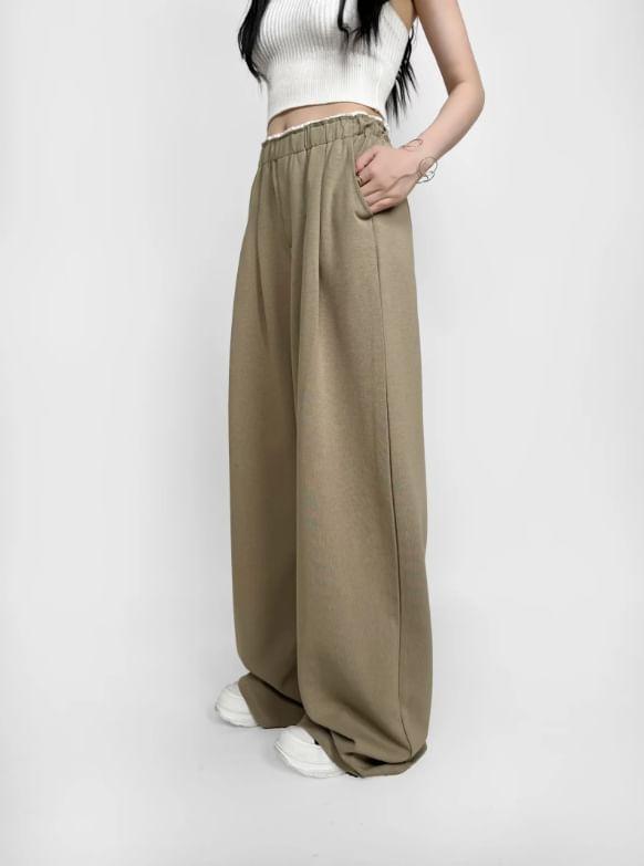 High Waist Contrast Trim Wide Leg Pants Product Image