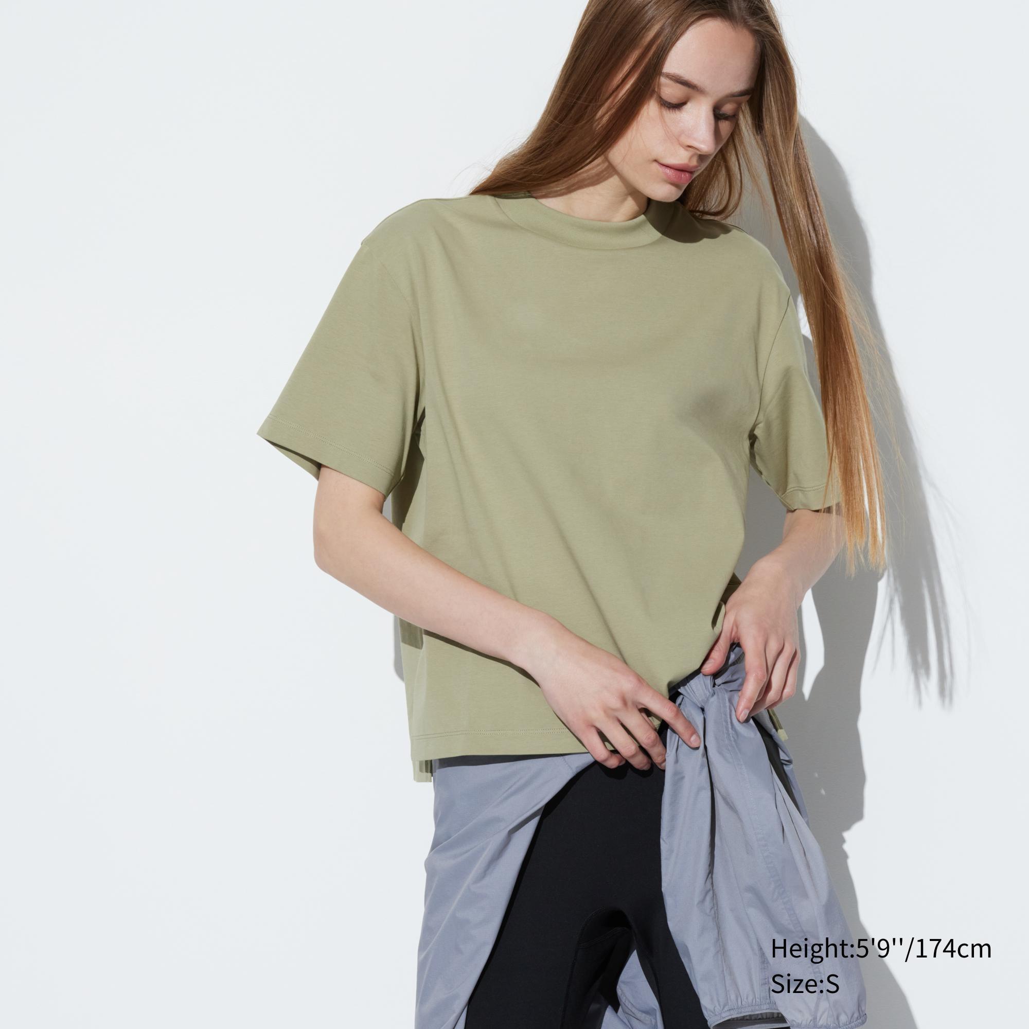 Womens Airism Cotton Short-Sleeve T-Shirt Green 2XS UNIQLO US Product Image