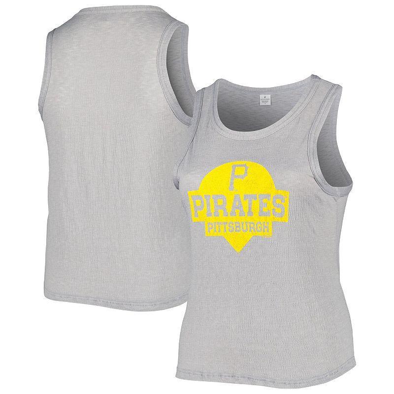 Womens Soft as a Grape Gray Pittsburgh Pirates Plus Size High Neck Tri-Blend Tank Top Product Image