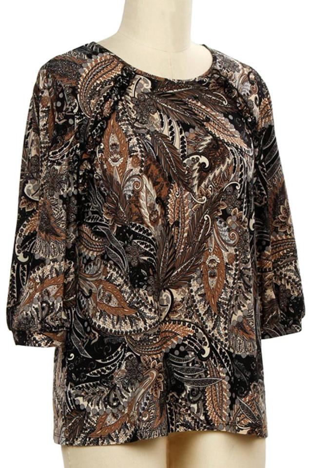 3/4 Sleeve Paisley Print Top Product Image