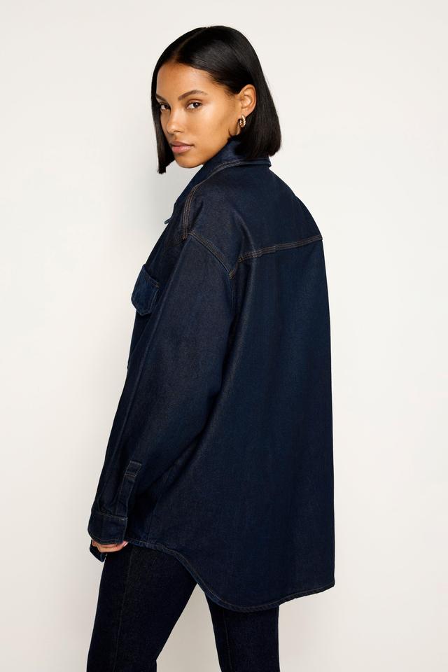 RINSED DENIM OVERSIZED SHIRT | INDIGO716 Product Image