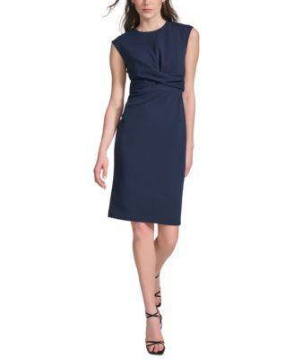 Calvin Klein Womens Twist-Front Sheath Dress Product Image