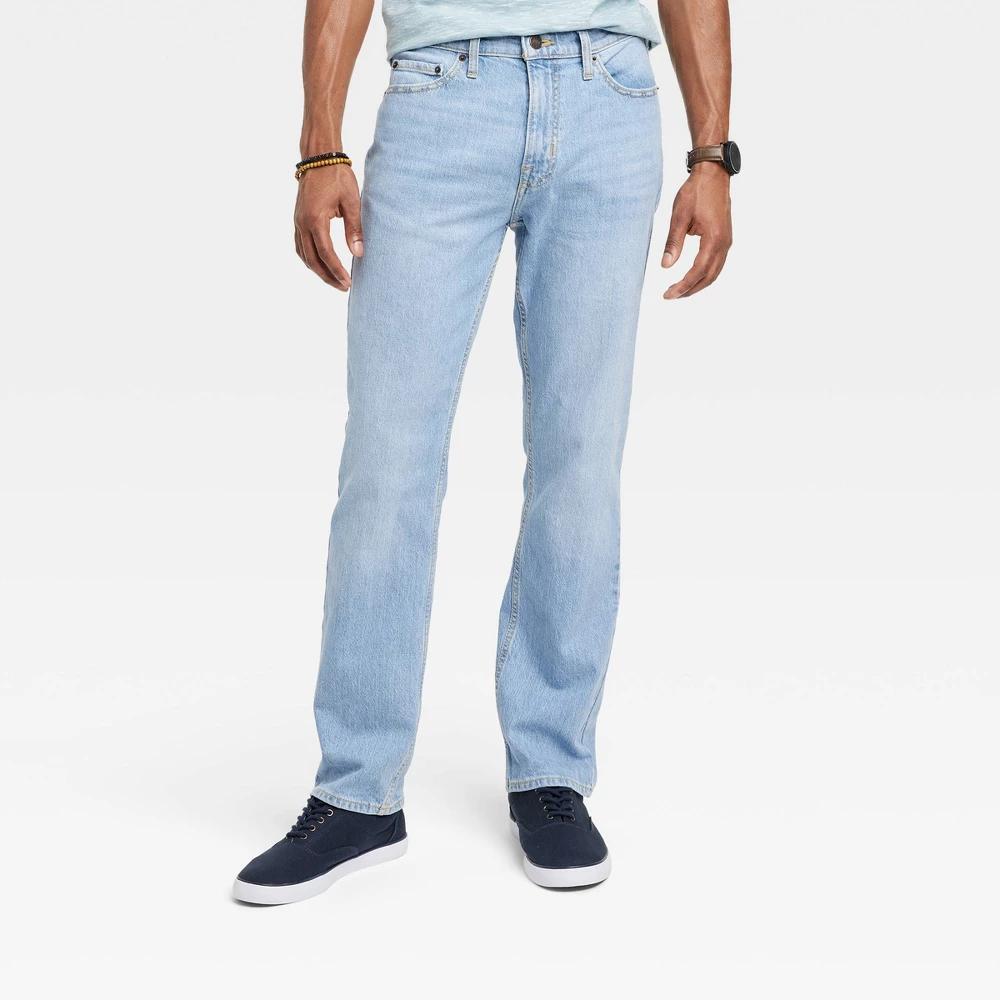 Mens Straight Fit Jeans - Goodfellow & Co Light Blue Denim 29x32 Product Image