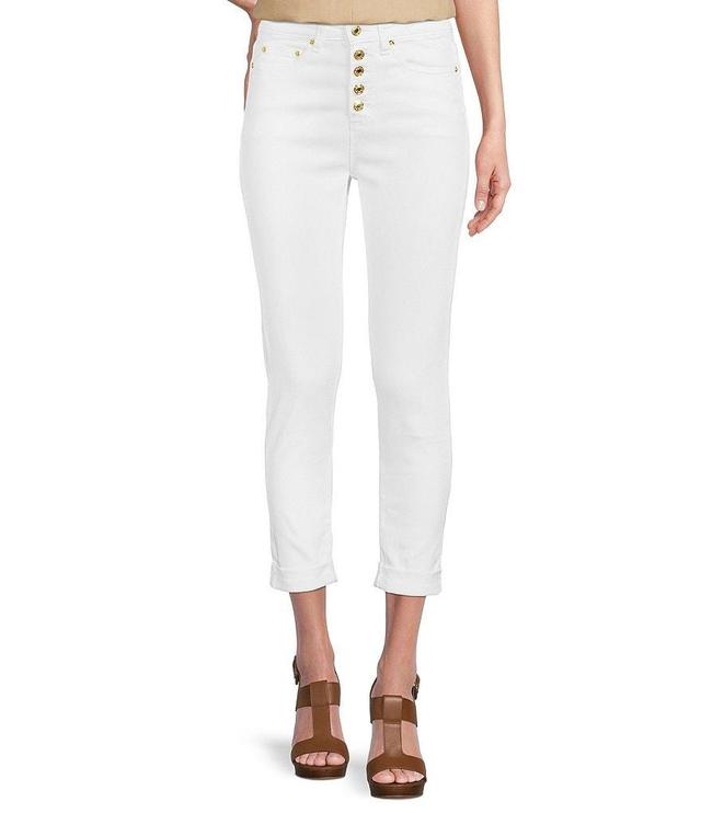 MICHAEL Michael Kors Izzy Skinny Roll Hem Denim Crop Skinny Leg Jeans Product Image