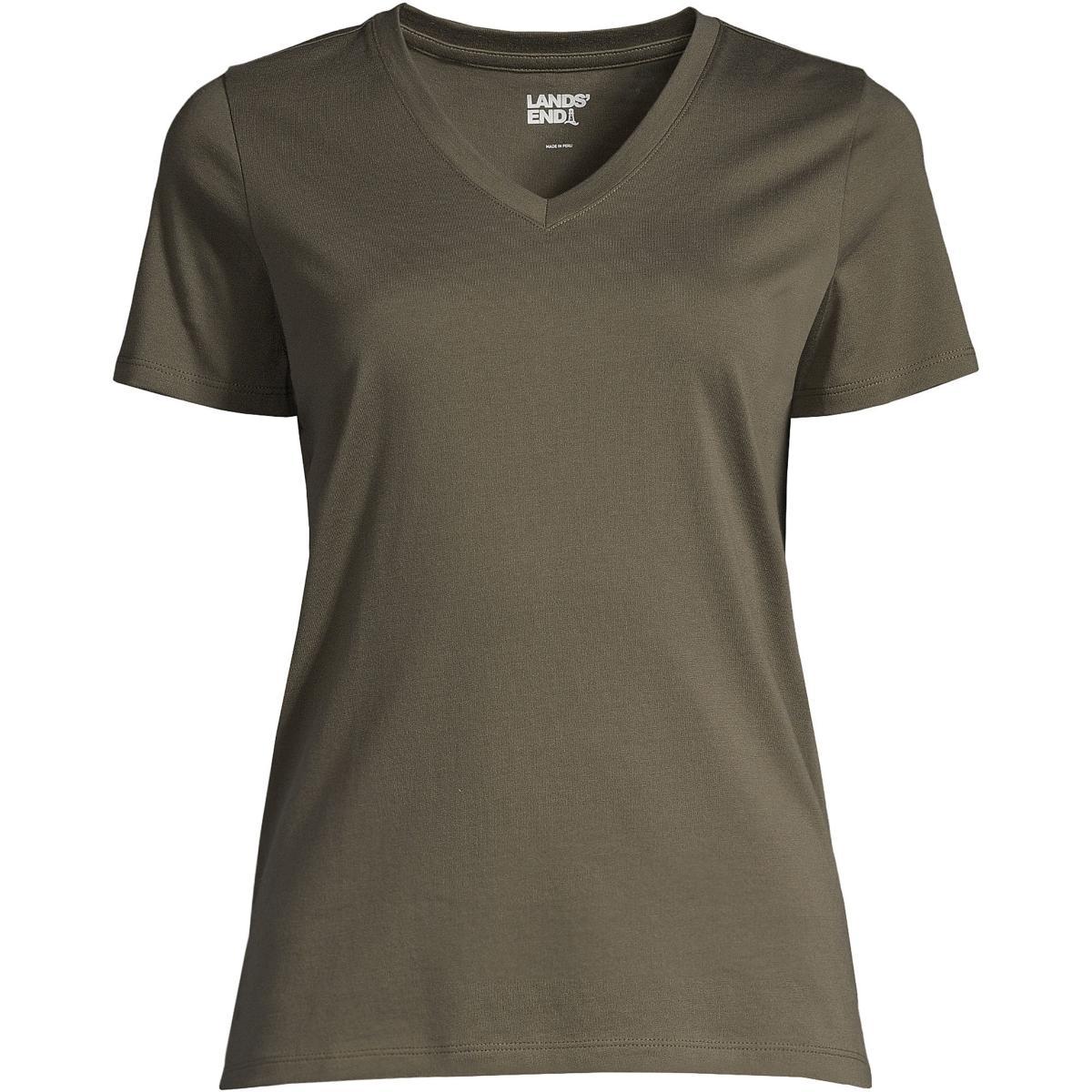 Lands End Womens Relaxed Supima Cotton Short Sleeve V-Neck T-Shirt Product Image