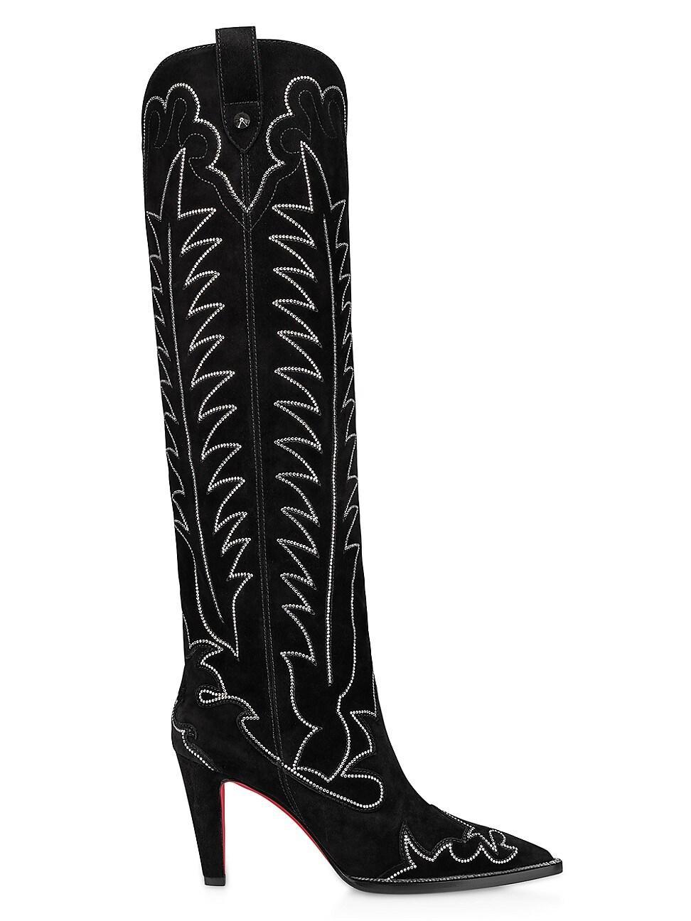 Womens Santia Botta Strass 85MM Velvet Boots Product Image