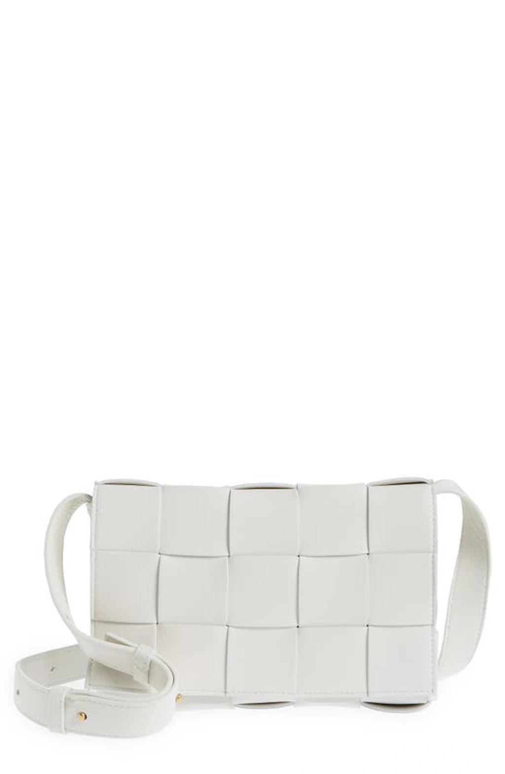 BOTTEGA VENETA Intrecciato Leather Crossbody Bag In White Gold Product Image