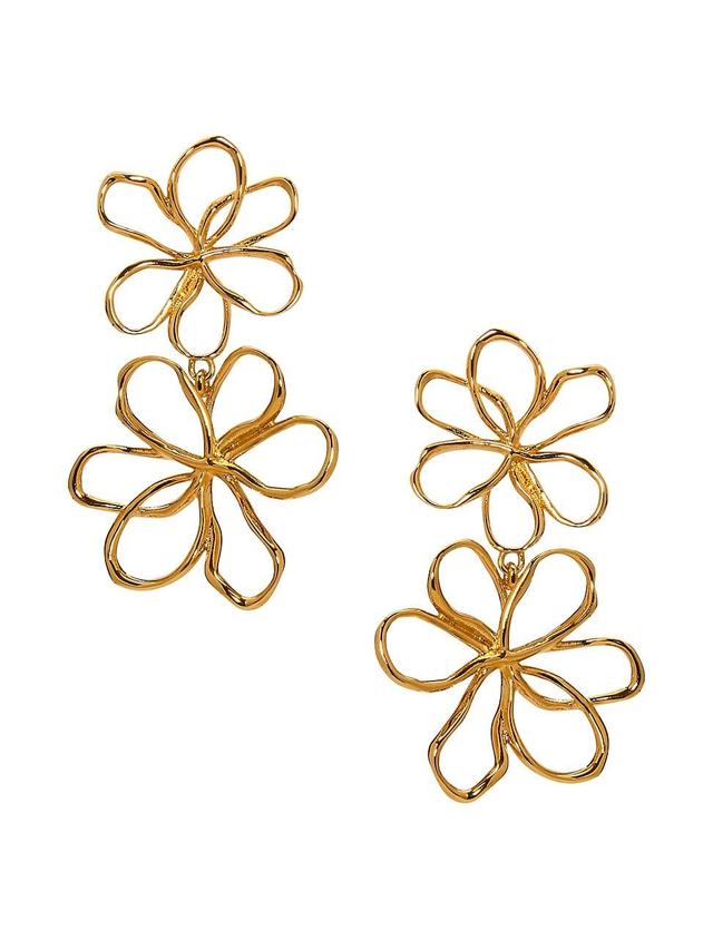 Womens 24K-Gold-Plated Flowers Drop Earrings Product Image