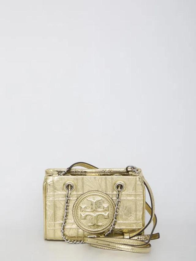 TORY BURCH Fleming Soft Mini Leather Tote Bag In Gold Product Image