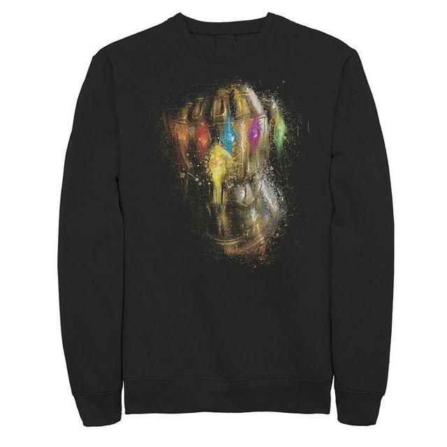 Mens Marvel Avengers Endgame Gauntlet Painting Graphic Fleece Pullover Black Product Image