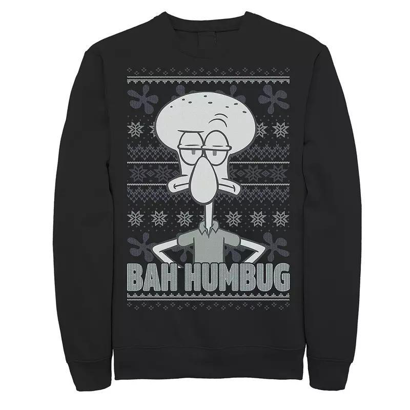 Mens Nickelodeon SpongeBob SquarePants Squidward Bah Humbug Ugly Christmas Graphic Fleece Pullover Product Image