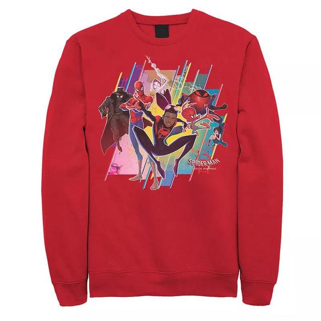 Mens Marvel Spider-Man Spiderverse Colorful Group Graphic Fleece Pullover Product Image