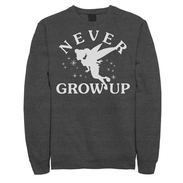 Mens Disney Peter Pan Tinkerbell Never Grow Up Silhouette Sweatshirt Grey Heather Product Image