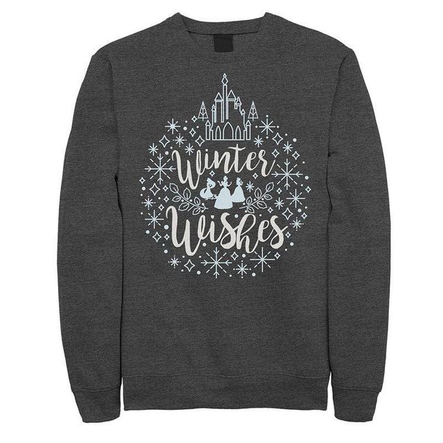 Mens Disney Princesses Winter Wishes Sweatshirt Grey Heather Product Image