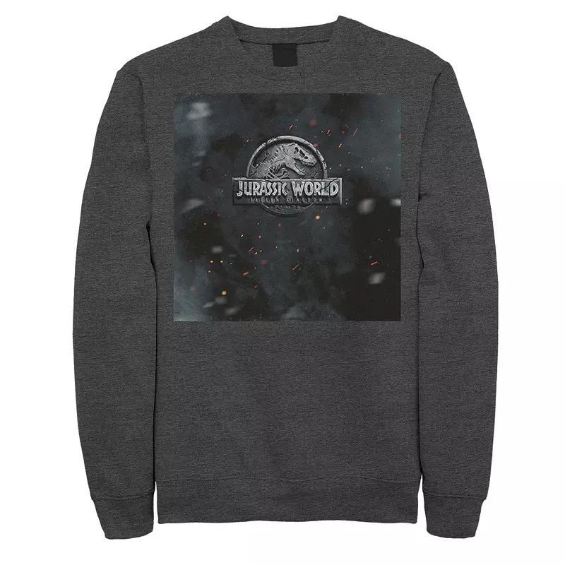 Mens Jurassic World Two Fallen Kingdom Movie Poster Sweatshirt Dark Grey Product Image