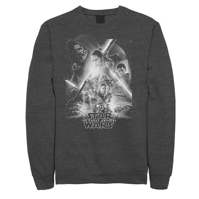 Mens Star Wars Force Awakens Group Poster Sweatshirt Grey Heather Product Image