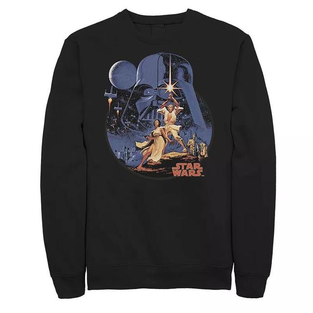 Big & Tall Star Wars Episode 4 A New Hope Retro Poster Sweatshirt, Mens Product Image