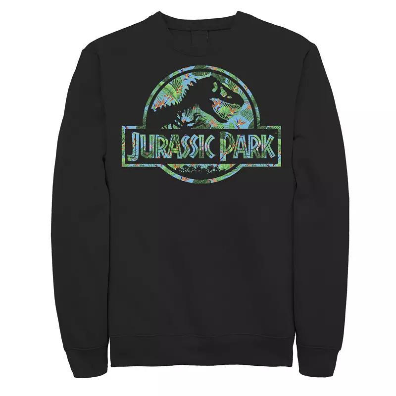 Mens Jurassic Park Tropical Tree Fill Fossil Logo Fleece Black Product Image