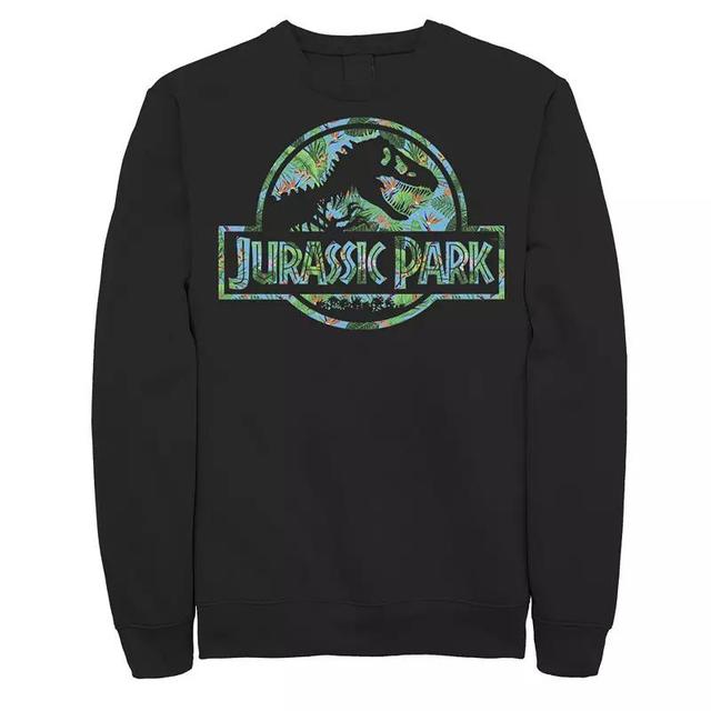 Mens Jurassic Park Tropical Tree Fill Fossil Logo Fleece Black Product Image