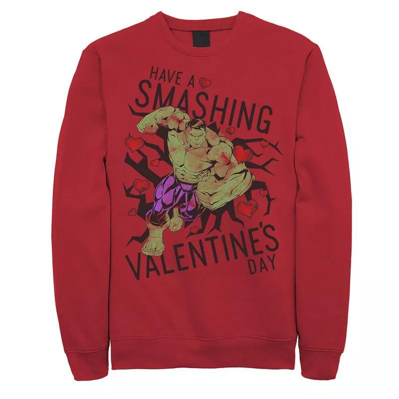 Mens Marvel Hulk Have A Smashing Valentines Day Graphic Fleece Pullover Product Image