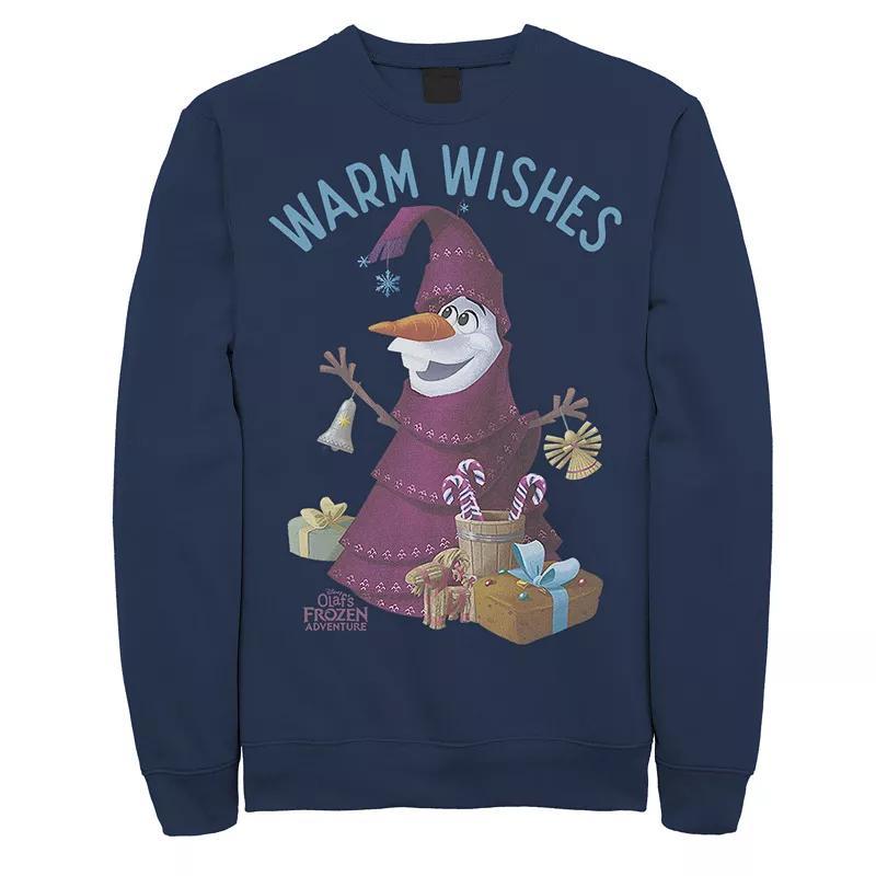 Disneys Frozen Olaf Warm Wishes Christmas Tree Mens Sweatshirt Blue Product Image