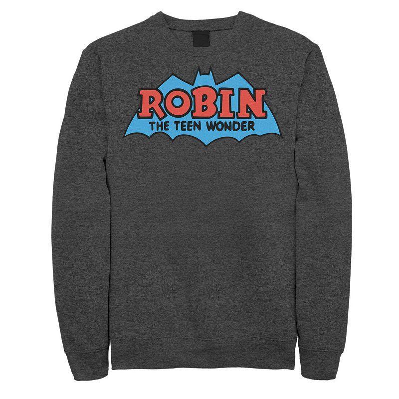 Mens DC Comics Robin The Teen Wonder Classic Logo Sweatshirt Grey Heather Product Image