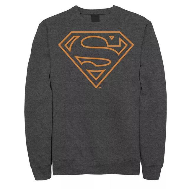 Mens DC Comics Superman Orange Linae Art Logo Sweatshirt Grey Heather Product Image