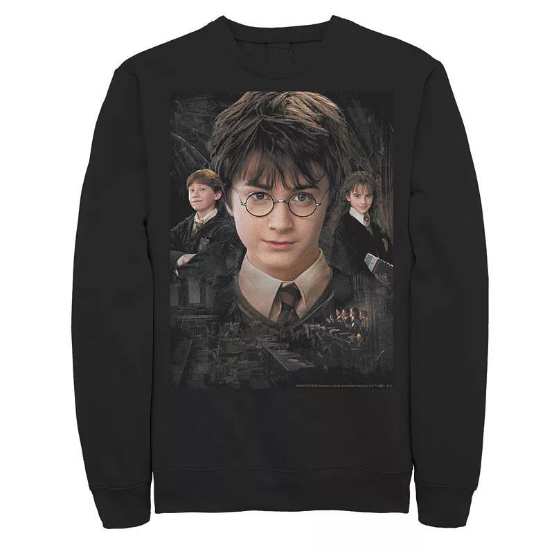 Mens Harry Potter Chamber Of Secrets Harry Ron Hermione Poster Fleece Graphic Pullover Product Image