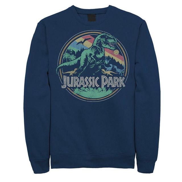 Mens Jurassic Park T-Rex Distressed Retro Logo Sweatshirt Blue Product Image