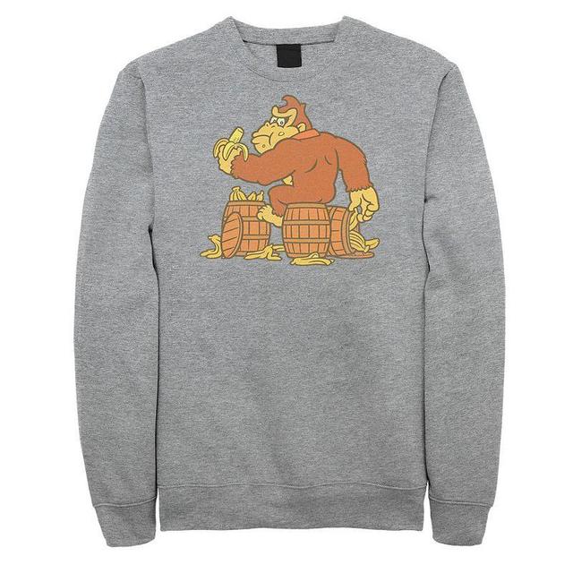 Big & Tall Donkey Kong Eating Bananas Fleece Sweatshirt, Mens Athletic Grey Product Image