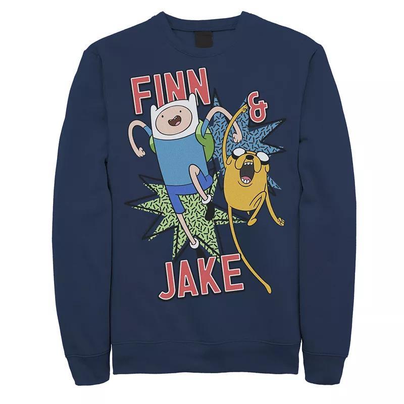 Mens Cartoon Network Adventure Time Finn & Jake Kapows Fleece Blue Product Image