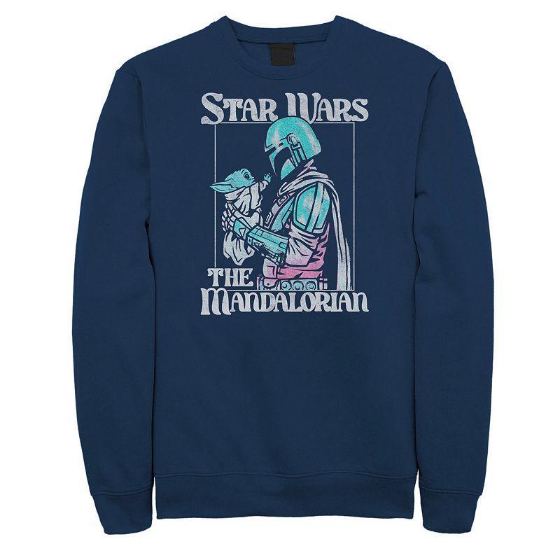 Big & Tall Star Wars The Mandalorian Mando And Grogu Together Fleece Sweatshirt, Mens Blue Product Image