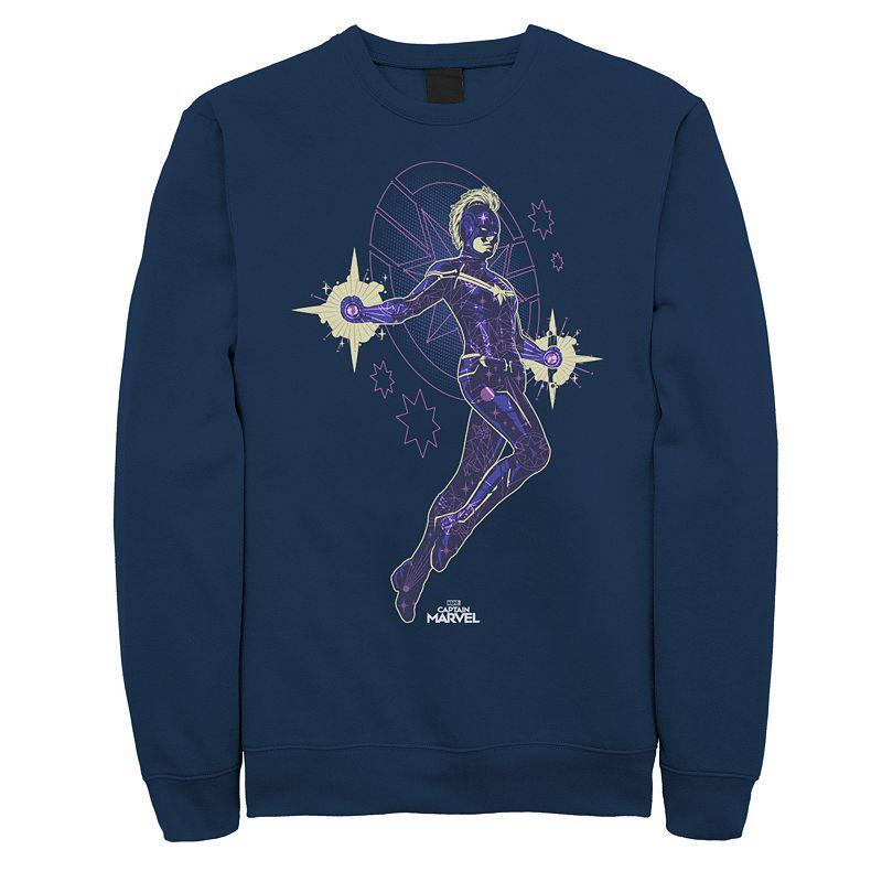 Mens Captain Marvel Flying Star Sweatshirt Blue Product Image