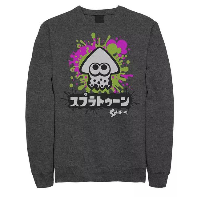 Mens Nintendo Splatoon Inkling Text Splatter Sweatshirt Grey Heather Product Image