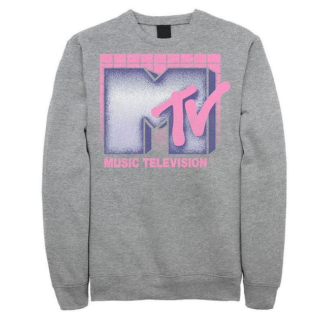 Mens MTV Music Television Logo 80s Grid Sweatshirt Athletic Grey Product Image