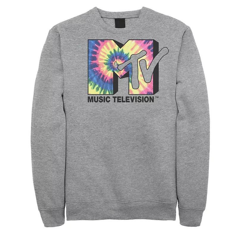 Mens MTV Music Television Tie Dye Logo Sweatshirt Grey Heather Product Image