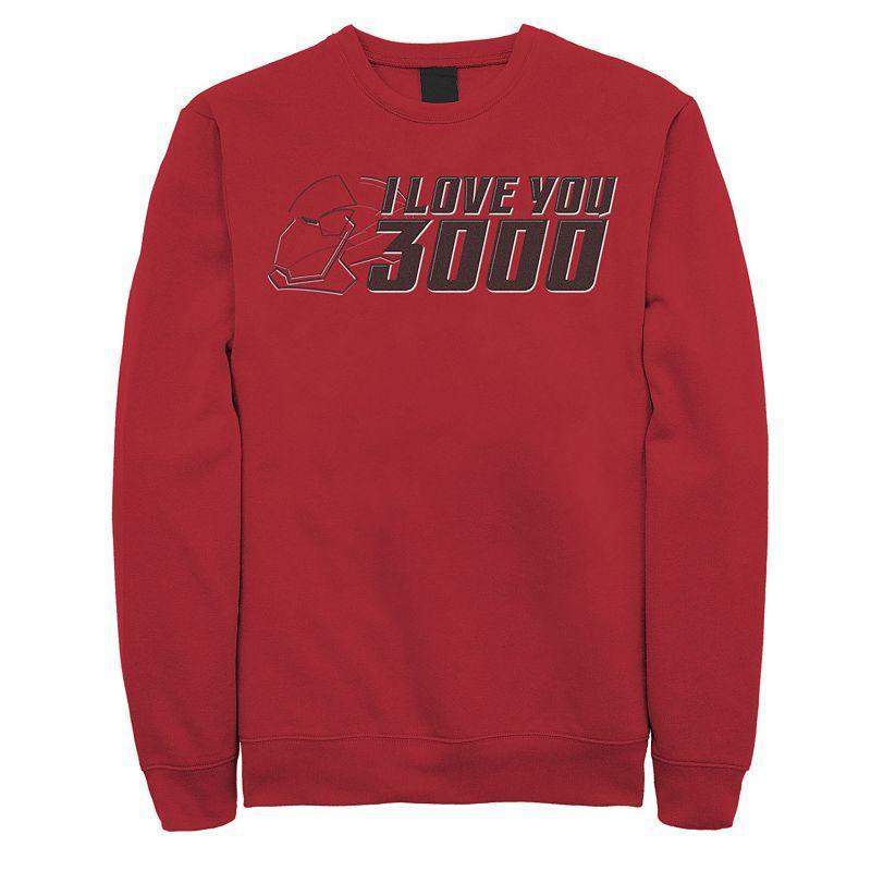 Mens Marvel Avengers Endgame I Love You 3000 Iron Man Outline Graphic Fleece Pullover Red Product Image