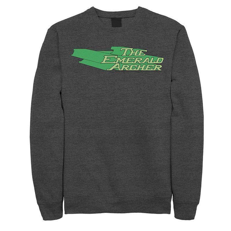 Mens DC Comics The Emerald Archer Text Poster Sweatshirt Grey Heather Product Image